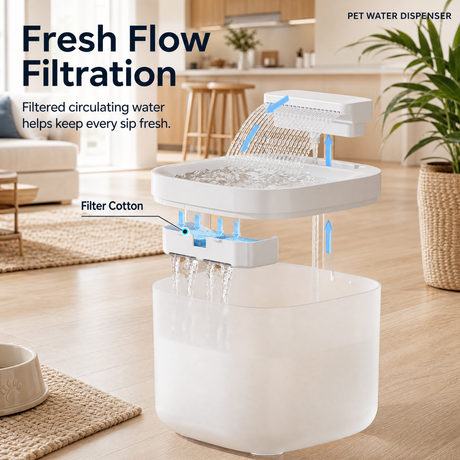 Black Cat Water Fountain 3L, Wired Pet Water Dispenser for Cats & Small Dogs, Waterfall-Style Quiet Drinking Fountain with Filter, Easy-Clean ABS+PP Bowl, 5V 1A