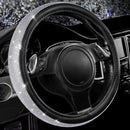 Bling Diamond Leather Steering Wheel Cover, with Bling Sparkly Crystal Glitter Rhinestones Universal Fit 14.5in-15in Car Wheel Protector for Women Girl Fit Suvs,Vans,Sedans,Car,Trucks, Silver