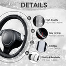 Bling Diamond Leather Steering Wheel Cover, with Bling Sparkly Crystal Glitter Rhinestones Universal Fit 14.5in-15in Car Wheel Protector for Women Girl Fit Suvs,Vans,Sedans,Car,Trucks, Silver