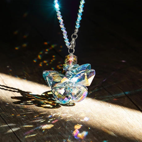 Crystal Glass Butterfly Car Key Charm Mirror Hanging Ornaments Gift (Butterfly-1)