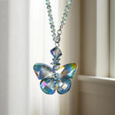 Crystal Glass Butterfly Car Key Charm Mirror Hanging Ornaments Gift (Butterfly-1)