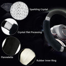 Rhinestone Fluffy Steering Wheel Cover - Comfortable Non-Slip Luxury Faux Wool, Universal Fit for 14.5" to 15" Steering Wheels