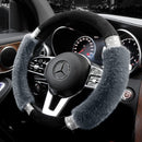 Rhinestone Fluffy Steering Wheel Cover - Comfortable Non-Slip Luxury Faux Wool, Universal Fit for 14.5" to 15" Steering Wheels