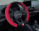 Luxury Fluffy Steering Wheel Cover for Women,Soft Warm Short Plush Steering Wheel Cover Red Fuzzy with Universal 14.5-15 Inch