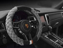 Luxury Fluffy Steering Wheel Cover for Men Women,Soft Warm Short Plush Steering Wheel Cover Gray Fuzzy with Universal 14.5-15 Inch