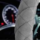 Luxury Fluffy Steering Wheel Cover for Men Women,Soft Warm Short Plush Steering Wheel Cover Gray Fuzzy with Universal 14.5-15 Inch