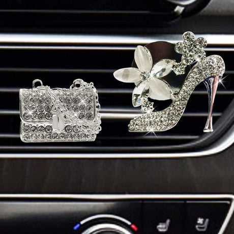 Crystal High Heel Shoe & Magic Bag Car Air Vent Clip Charm Bling sparkly bedazzled rhinestone Car Bling Accessories, Car Interior Decoration Charm, Rhinestone cute Car Decor girls