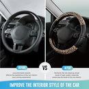 Leopard Steering Wheel Cover - Made with PVC Leather Cheetah Print - Anti-Slip, Universal Fit 14 1/2 inches to 15 inches - Black