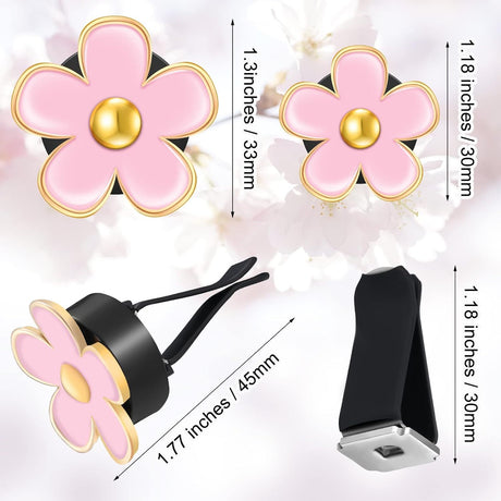 6 Pcs Daisy Flower Air Vent Clip Accessories Air Conditioning Outlet Clip Car Air Freshener Dashboard Accessories Charm Car Inter Decor(3 cm, 3.3 cm,Black, Pink, White)