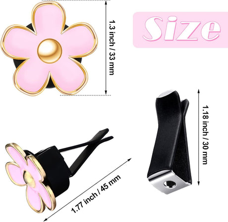 6 Pcs Daisy Flower Air Vent Clip Accessories Air Conditioning Outlet Clip Car Air Freshener Dashboard Accessories Charm Car Inter Decor(3 cm, 3.3 cm,Red, Pink, Black)