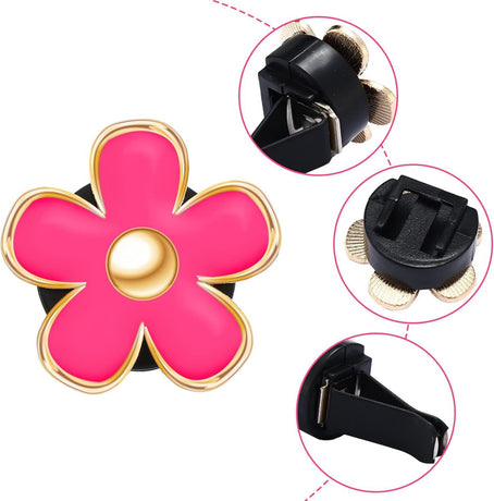 6 Pcs Daisy Flower Air Vent Clip Accessories Air Conditioning Outlet Clip Car Air Freshener Dashboard Accessories Charm Car Inter Decor(3 cm, 3.3 cm,Red, Pink, Black)