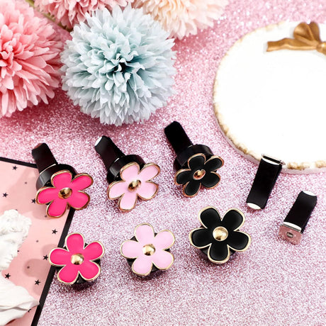 6 Pcs Daisy Flower Air Vent Clip Accessories Air Conditioning Outlet Clip Car Air Freshener Dashboard Accessories Charm Car Inter Decor(3 cm, 3.3 cm,Red, Pink, Black)
