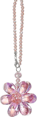 Crystal Flower Car Rear View Mirror Pendant - Pink Crystal Beads Charm Decor for Women Interior