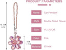 Crystal Flower Car Rear View Mirror Pendant - Pink Crystal Beads Charm Decor for Women Interior