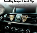 2pcs Bling Leopard Car Air Freshener Vent Clip, Black and Gold Cheetah Print Car Accessories, Sparkly Rhinestones Car Decor for Women