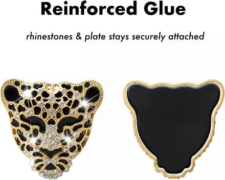 2pcs Bling Leopard Car Air Freshener Vent Clip, Black and Gold Cheetah Print Car Accessories, Sparkly Rhinestones Car Decor for Women
