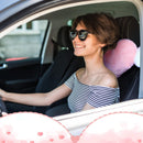 2 Pcs Plush Heart Shaped Pillow with Angel Wings Car Headrest Soft Comfortable Seat Pillow for Driving Travelling Room Office Car Decor, 19.7 x 8.3 Inch(White, Pink)
