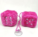 Fuzzy Plush Dice for Car Mirror, Pair of Retro 3” Pink Dice with White Dots for Car Interior Hanging Ornament Decoration