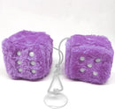 Pair 3” Purple with White Dots Mirror Fuzzy Plush Dice, Purple and White Soft Plush Car Decorative Hanging Ornament