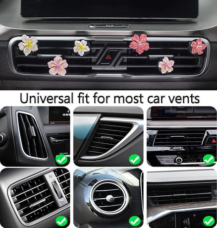 Cute Car Air Fresheners Vent Clips 6 PCS, Flower Air Vent Clips Pink Car Accessories Interior Aesthetic Women Automobile Air Conditioning Vents Decorations