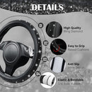 Bling Diamond Leather Steering Wheel Cover, With Sparkly Crystal Glitter Rhinestones Universal Fit 14"1/2-15" Car Wheel Protector for Women Girl Fit Suvs,Vans,Sedans,Car,Trucks, Black Diamond