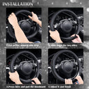 Bling Diamond Leather Steering Wheel Cover, With Sparkly Crystal Glitter Rhinestones Universal Fit 14"1/2-15" Car Wheel Protector for Women Girl Fit Suvs,Vans,Sedans,Car,Trucks, Black Diamond