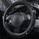 Bling Diamond Leather Steering Wheel Cover, With Sparkly Crystal Glitter Rhinestones Universal Fit 14"1/2-15" Car Wheel Protector for Women Girl Fit Suvs,Vans,Sedans,Car,Trucks, Black Diamond