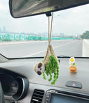 Crochet Sloth Car Rear View Mirror Holder, Cute Hanging Ornament, A Gift for Lovers Hanging, Lovely Bag Automotive Interior Decorations