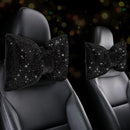 2 PCS Bling Car Pillows,Rhinestones Bowknot Car Headrest Pillow,Car Neck Pillow for Driver Relax Necksupport,Sleeping Travel Support Neck Pillow,Shiny Diamond Interior Accessories for Women,Black
