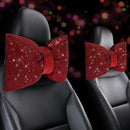 2 PCS Bling Car Pillows,Rhinestones Bowknot Car Headrest Pillow,Car Neck Pillow for Driver Relax Necksupport,Sleeping Travel Support Neck Pillow,Shiny Diamond Interior Accessories for Women,Red