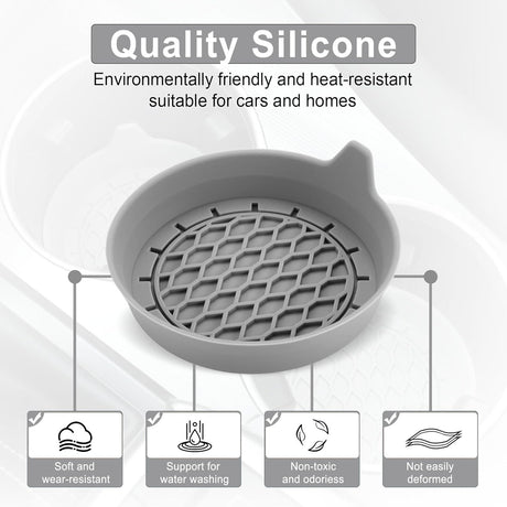 Car Cup Holder Coaster, Silicone Cup Holder Insert, Universal Non-Slip Cup Holders, Car Accessories Interior for Women and Man 4 Pack Gray