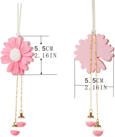 Daisy Car Hanging Ornaments for Women Girls Cute Sunflower Car Rear View Mirror Hanging Charms Automotive Interior Aesthetic Decoration Accessories Gift (White)
