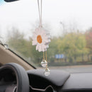 Daisy Car Hanging Ornaments for Women Girls Cute Sunflower Car Rear View Mirror Hanging Charms Automotive Interior Aesthetic Decoration Accessories Gift (White)