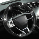 Diamond Bling Car Steering Wheel Cover with Crystal Rhinestones,3PCS Segmented Steering Wheel Protector,Universal for 99% Cars for Women(Black with Black Diamond)