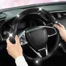 Diamond Bling Car Steering Wheel Cover with Crystal Rhinestones,3PCS Segmented Steering Wheel Protector,Universal for 99% Cars for Women(Black with Black Diamond)