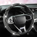 Diamond Bling Car Steering Wheel Cover with Crystal Rhinestones,3PCS Segmented Steering Wheel Protector,Universal for 99% Cars for Women(Black with White Diamond)