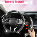 Diamond Bling Car Steering Wheel Cover with Crystal Rhinestones,3PCS Segmented Steering Wheel Protector,Universal for 99% Cars for Women(Black with White Diamond)