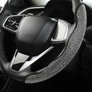 Diamond Bling Car Steering Wheel Cover with Crystal Rhinestones,3PCS Segmented Steering Wheel Protector,Universal for 99% Cars for Women(Black with White Diamond)