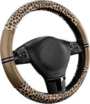 Leopard Steering Wheel Cover for Women, Cute Anti-Slip Microfiber Leather, Universal Fit 14.5-15 Inch Round Steering Wheel - Beige