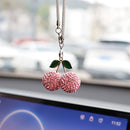 Bling Cherry Car Rear View Mirror Charm, Sparkly Rhinestones Automotive Decoration Pendant, Cute Vehicle Interior Hanging Ornament, Lucky Present for Women, Girl (Pink)