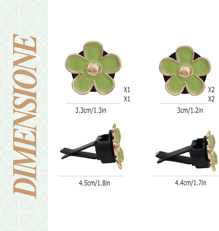 Green Flower Car Decor,6pcs Green Daisy Air Vent Clips Car Air Fresheners,2 Sizes Sage and Olive Green Flowers Dashboard Decorations Accessories for Women,Girly Refillable Diffuser