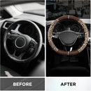 Leopard Steering Wheel Cover for Women, Cute Anti-Slip Microfiber Leather, Fits D Shape Flat Bottom Steering Wheel 14.5-15 Inch - Brown