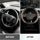 Leopard Steering Wheel Cover for Women, Cute Anti-Slip Microfiber Leather, Fits D Shape Flat Bottom Steering Wheel 14.5-15 Inch - Black