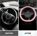 Leopard Steering Wheel Cover for Women, Cute Anti-Slip Microfiber Leather, Fits D Shape Flat Bottom Steering Wheel 14.5-15 Inch - Pink and Pink Leapoard