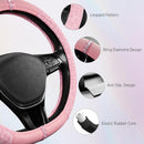 Leopard Steering Wheel Cover for Women, Cute Anti-Slip Microfiber Leather, Fits D Shape Flat Bottom Steering Wheel 14.5-15 Inch - Pink and Pink Leapoard