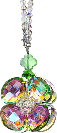 Crystal Four Leaf Clover Car Rear View Mirror Pendant Hanging Ornament for Car Accessories, Backpack, or Bag Decor