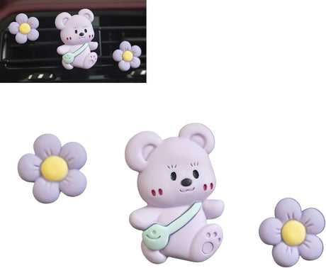 3Pcs Cute Bear Car Air Freshener Vent Clips, Aromatherapy Car Decor for Girls