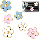 6 Pcs Daisy Flower Air Vent Clip Accessories Air Conditioning Outlet Clip Car Freshener Dashboard Accessories Charm Car Inter Decor(Blue, Pink,White,3/3.3 cm)