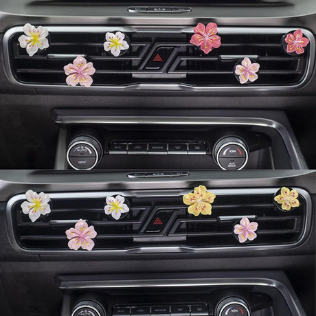10 PCS Flower Car Air Freshener Vent Clips, Cute Pink Car Interior Decor Accessories, Aromatherapy Car Vent Clips for Women, Universal Car Air Outlet Decoration