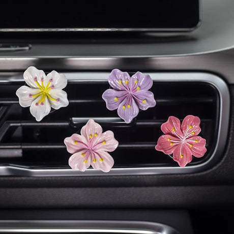 10 PCS Flower Car Air Freshener Vent Clips, Cute Pink Car Interior Decor Accessories, Aromatherapy Car Vent Clips for Women, Universal Car Air Outlet Decoration